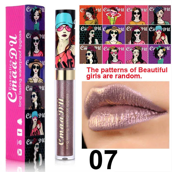 11 Farben Lipgloss Metallic Schimmer Glitter Finish Lippenstift Langlebig Wasserdicht Lip Stain