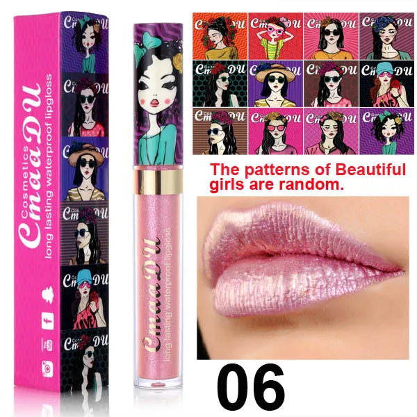 11 Farben Lipgloss Metallic Schimmer Glitter Finish Lippenstift Langlebig Wasserdicht Lip Stain