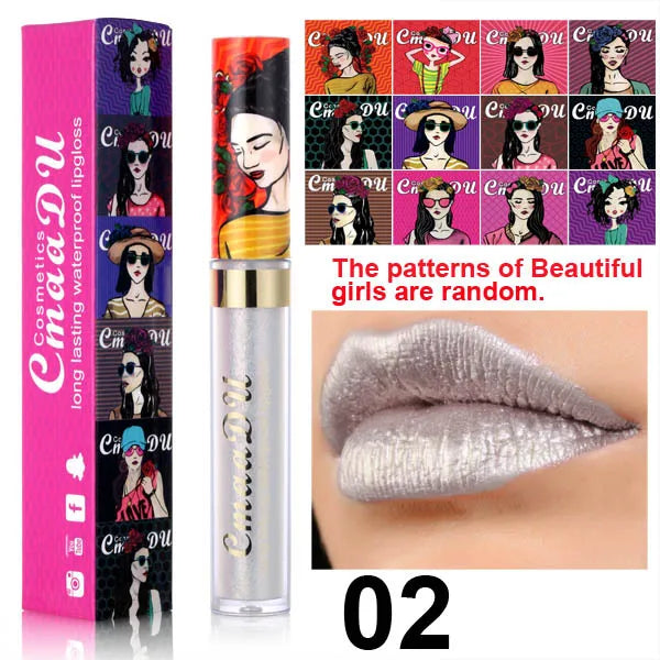 11 Farben Lipgloss Metallic Schimmer Glitter Finish Lippenstift Langlebig Wasserdicht Lip Stain