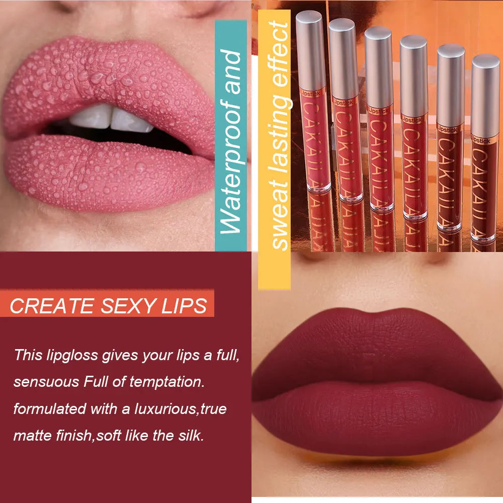 6 Pack Lip Gloss Set Matte And Long-Lasting Color Retention