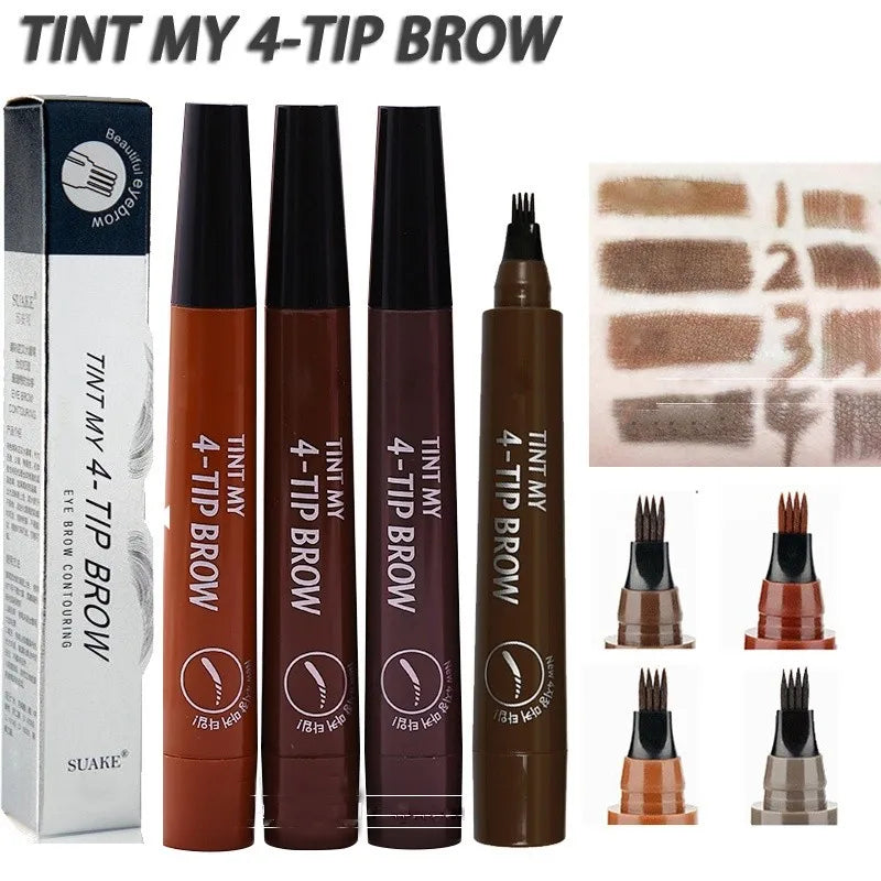 4 Splitted Head Eyebrow Pencil Smudge Proof Waterproof