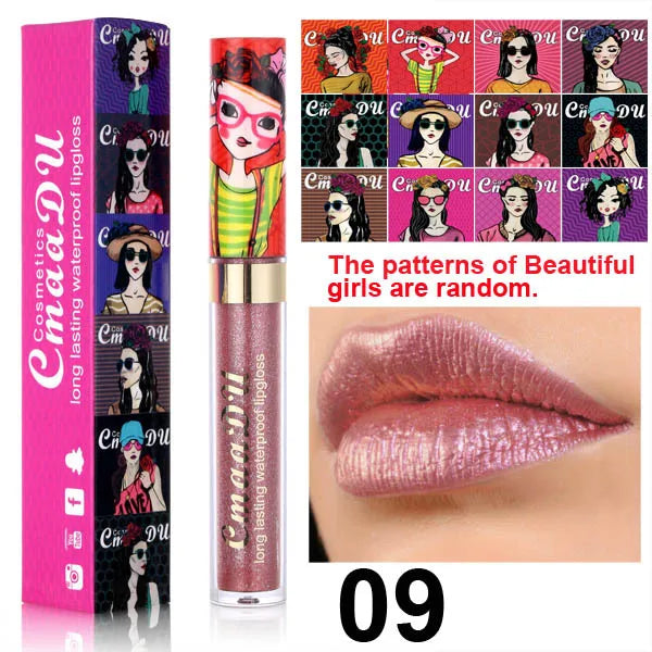 11 Farben Lipgloss Metallic Schimmer Glitter Finish Lippenstift Langlebig Wasserdicht Lip Stain