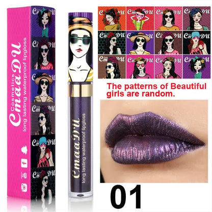 11 Farben Lipgloss Metallic Schimmer Glitter Finish Lippenstift Langlebig Wasserdicht Lip Stain