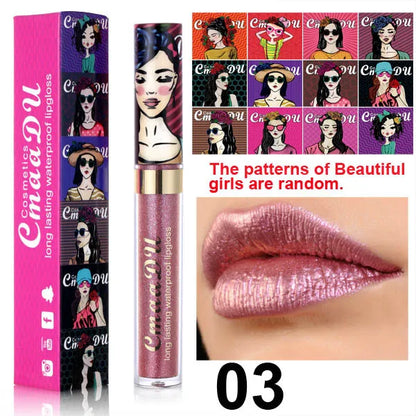 11 Farben Lipgloss Metallic Schimmer Glitter Finish Lippenstift Langlebig Wasserdicht Lip Stain
