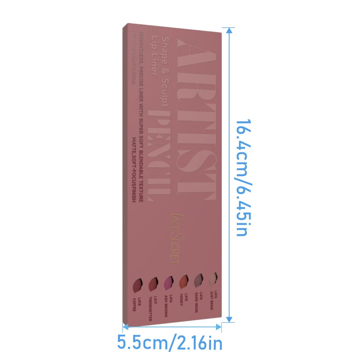 Face Secret Artist Shape Sculpt Lip Liner Pencil Set, schwereloser, präziser Liner mit superweicher, mischbarer Textur, matt, weich