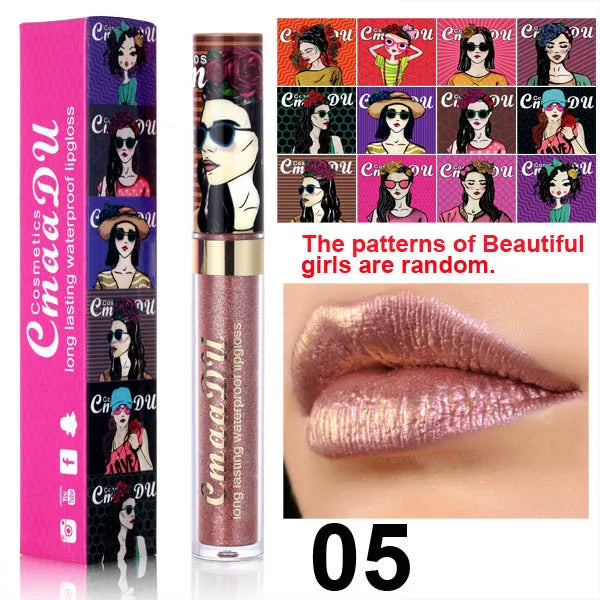 11 Farben Lipgloss Metallic Schimmer Glitter Finish Lippenstift Langlebig Wasserdicht Lip Stain