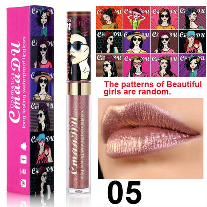 11 Farben Lipgloss Metallic Schimmer Glitter Finish Lippenstift Langlebig Wasserdicht Lip Stain